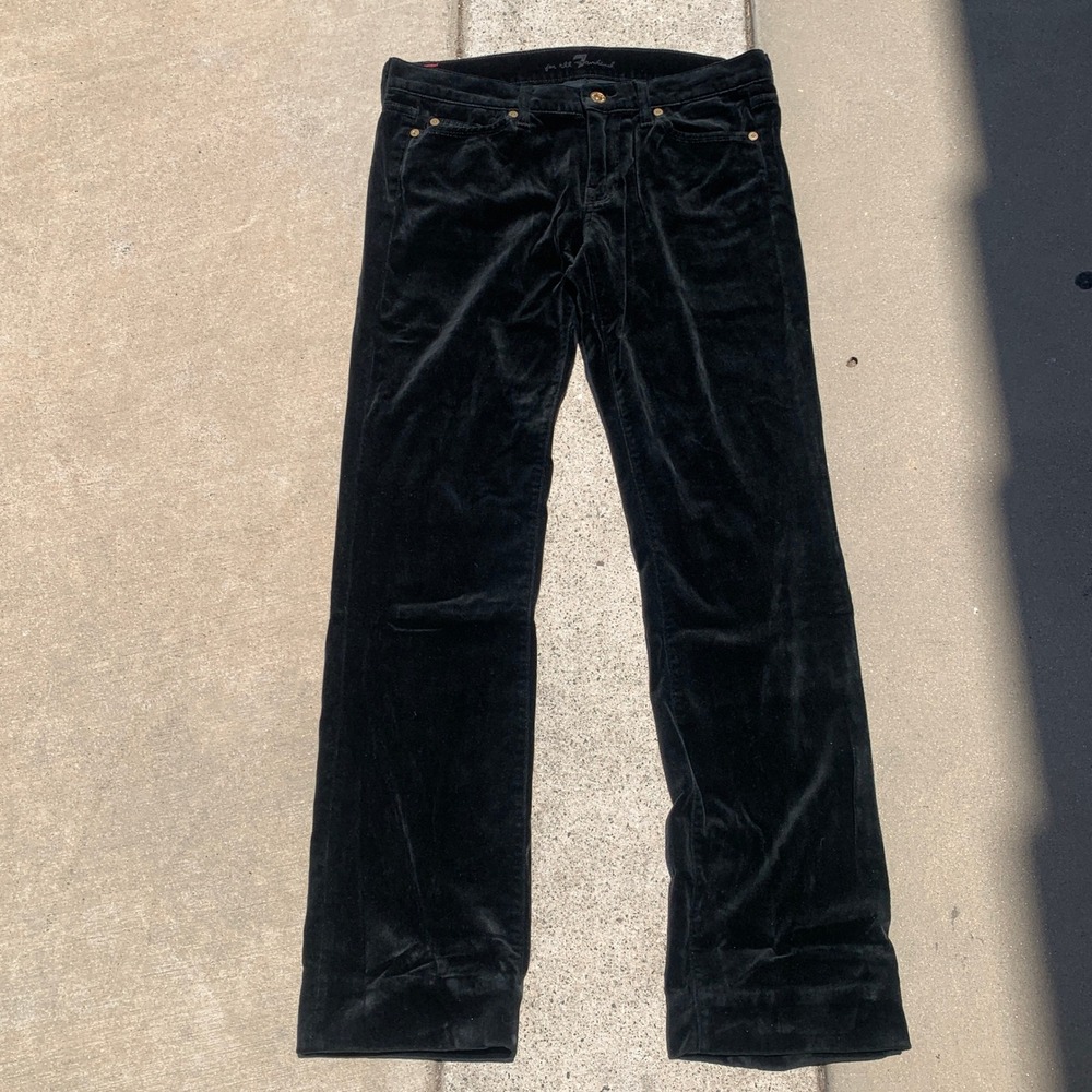Vintage Y2K 7 For All Mankind black velvet pants - made in USA‎ - size 28 womens